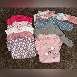 NB 0-3 baby girl onesie bundle